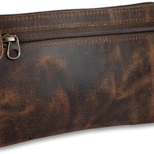 Vintage Leather Pencil Case Pouch, Pen Pouch for Work & University, for Men,Women/Leather Pencil Cases for Adults Perfect for Office/Tool Pouch Zipper Bag, Small Tool Bag