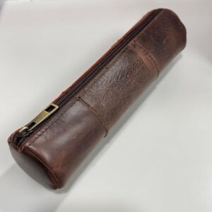 Vintage Leather Pencil Case Pouch, Full Grain Leather Zippered Pen Pouch Stationery Bag, Pen Holder for Work & Office/Tool Pouch Zipper Case, Small Tool Bag